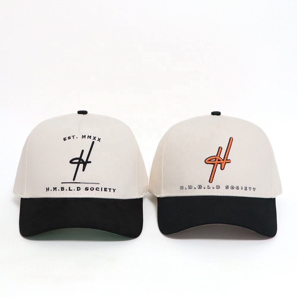 Cream and Black Two-Tone Embroidered Logo Baseball Cap