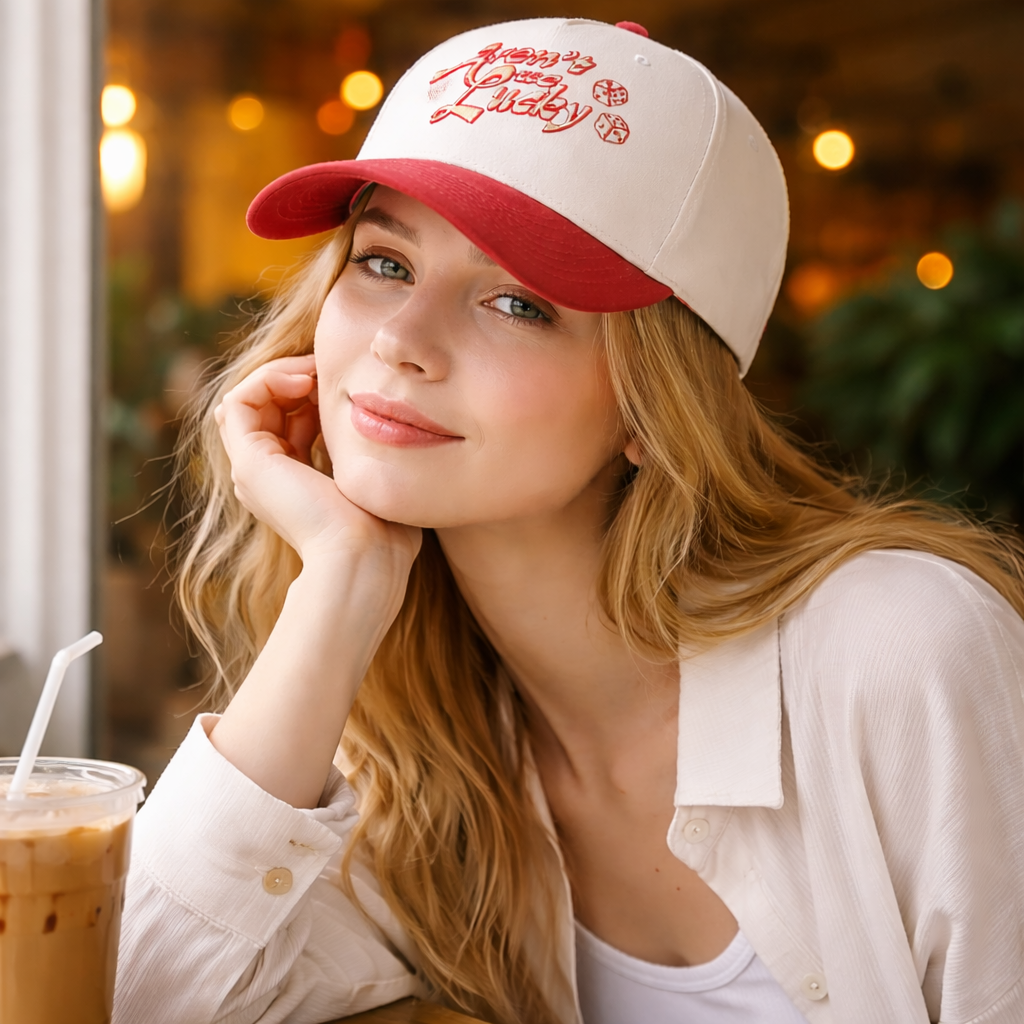 Vintage Dice Embroidered Two-Tone Baseball Cap – 5 Panel Cotton Twill Hat