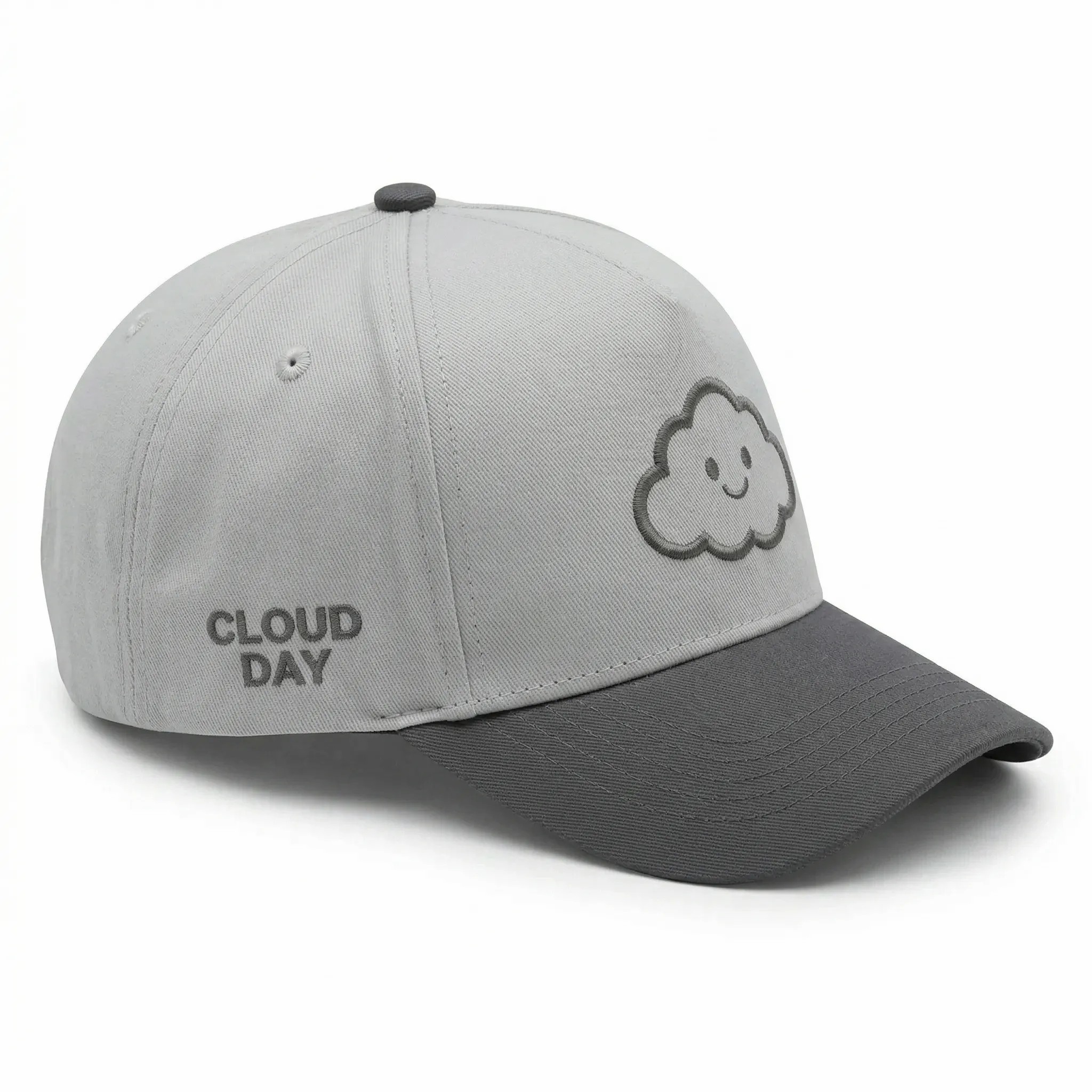 Classic Two Tone Embroidered Cloud Logo Baseball Cap Adjustable Cotton Twill Hat