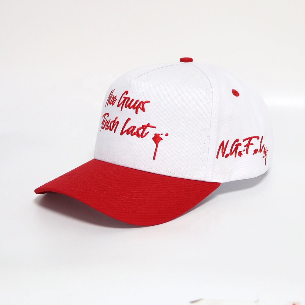 Two-Tone Red and White Script Embroidered Baseball Cap