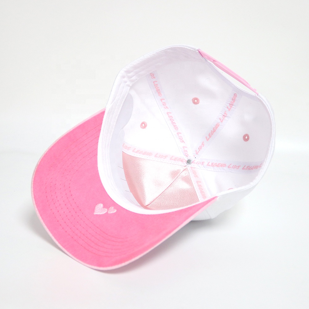 Pink Heart Letter Embroidered Two Tone Baseball Cap Adjustable Hat