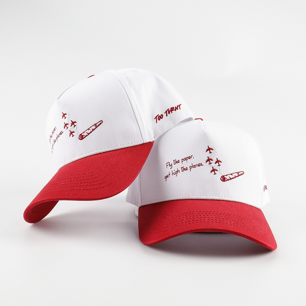 Red White Airplane Embroidery Two-Tone Baseball Cap