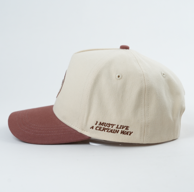 Vintage Lion Logo Cream Pink Baseball Cap Two Tone Embroidered Hat