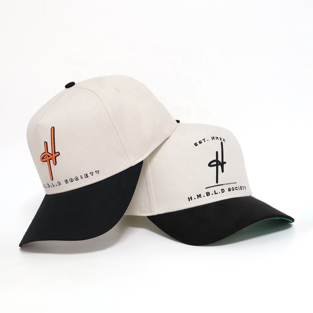 Cream and Black Two-Tone Embroidered Logo Baseball Cap