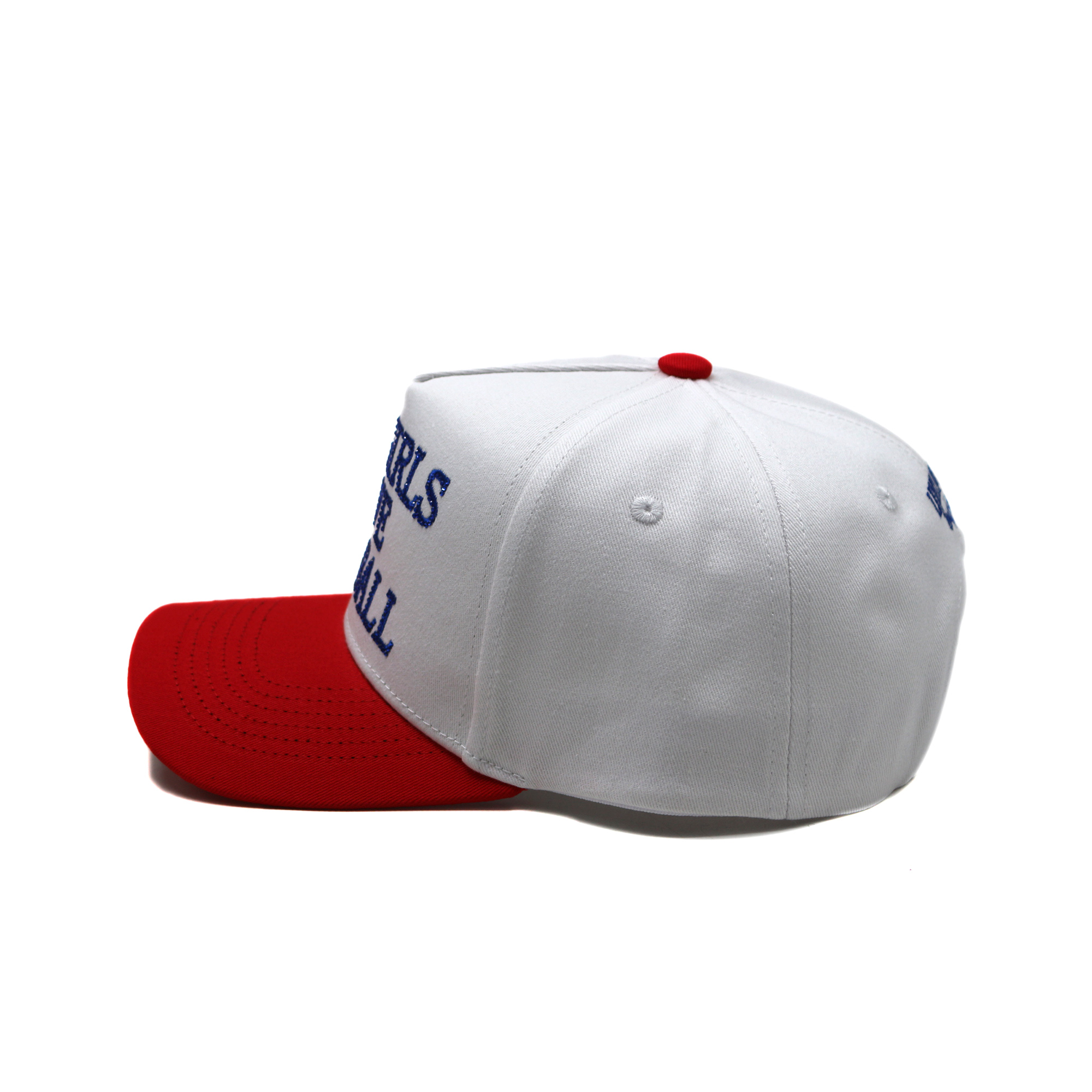 Two-Tone 5-Panel Cotton Twill Baseball Cap with Embroidered Slogan