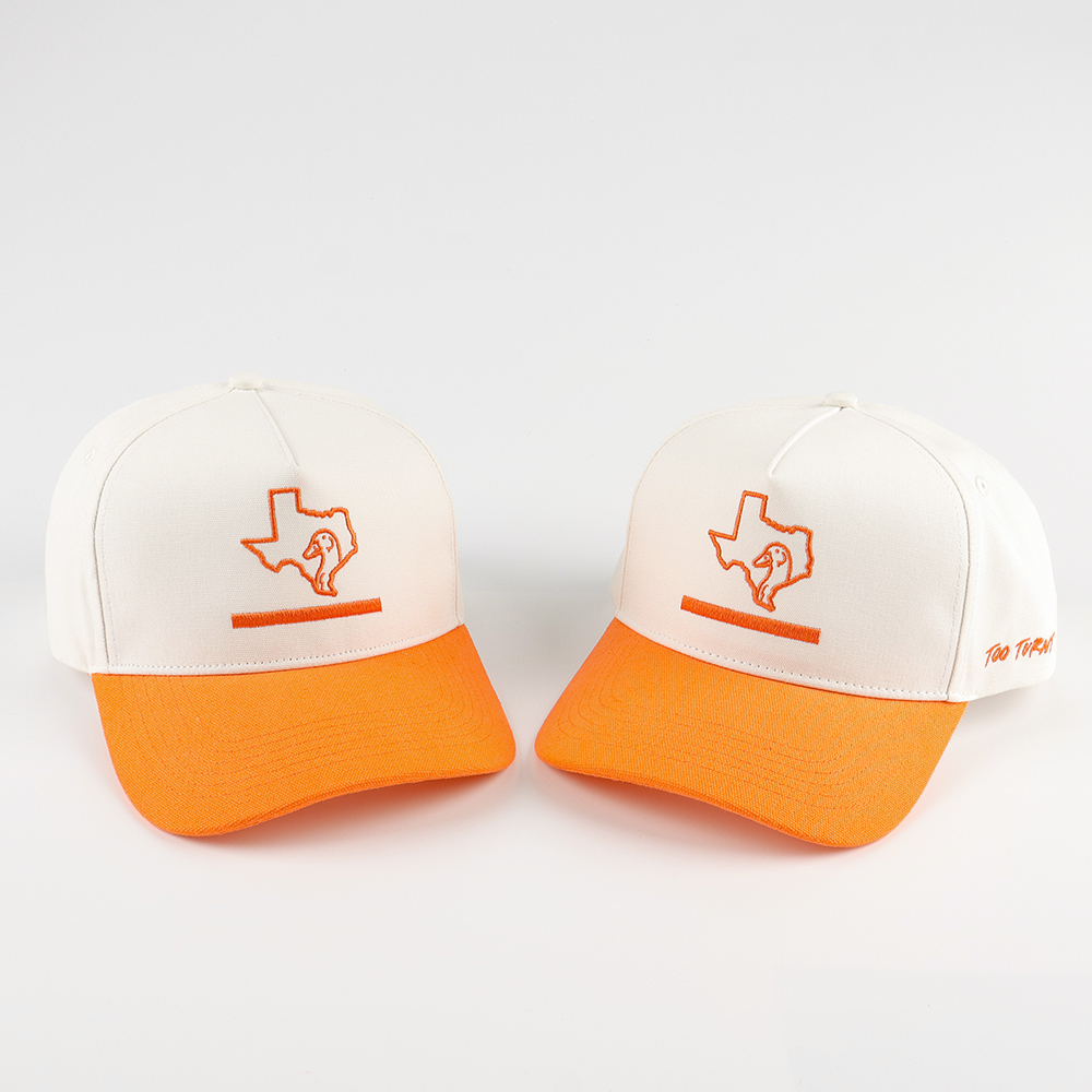 Cream & Orange Texas Duck Embroidered 5-Panel Baseball Cap