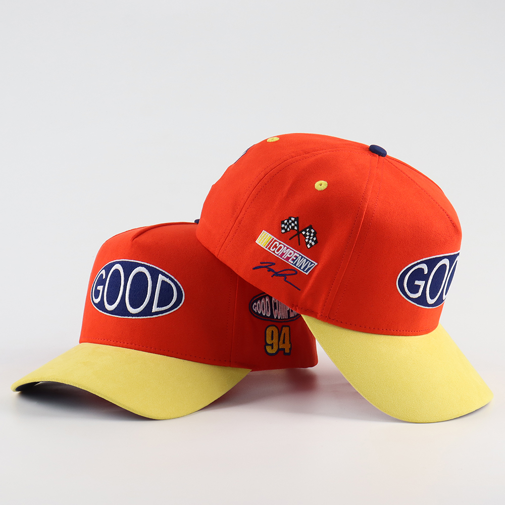 Red Yellow GOOD Racing Patch Embroidered 5 Panel Baseball Cap