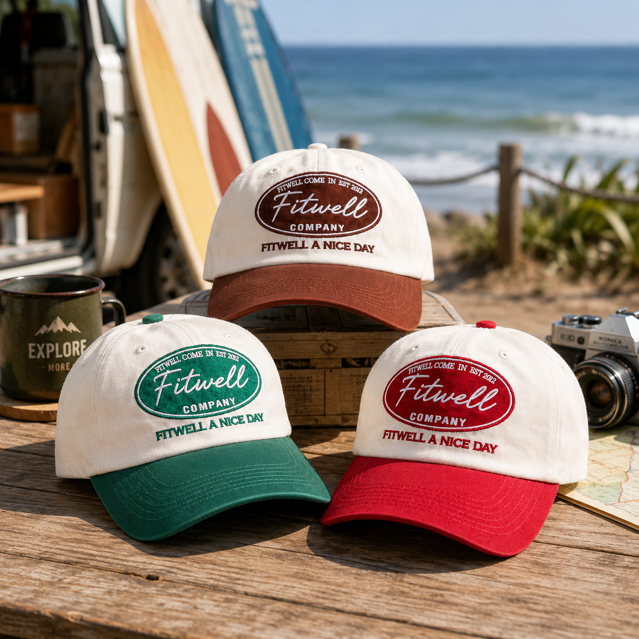 Two Tone Cotton Twill Baseball Cap with Embroidered Logo