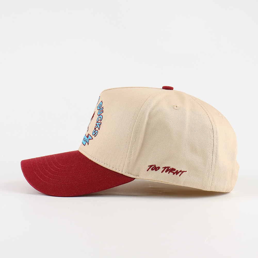 Beige and Red Wild Ducks Embroidered Two-Tone Baseball Cap
