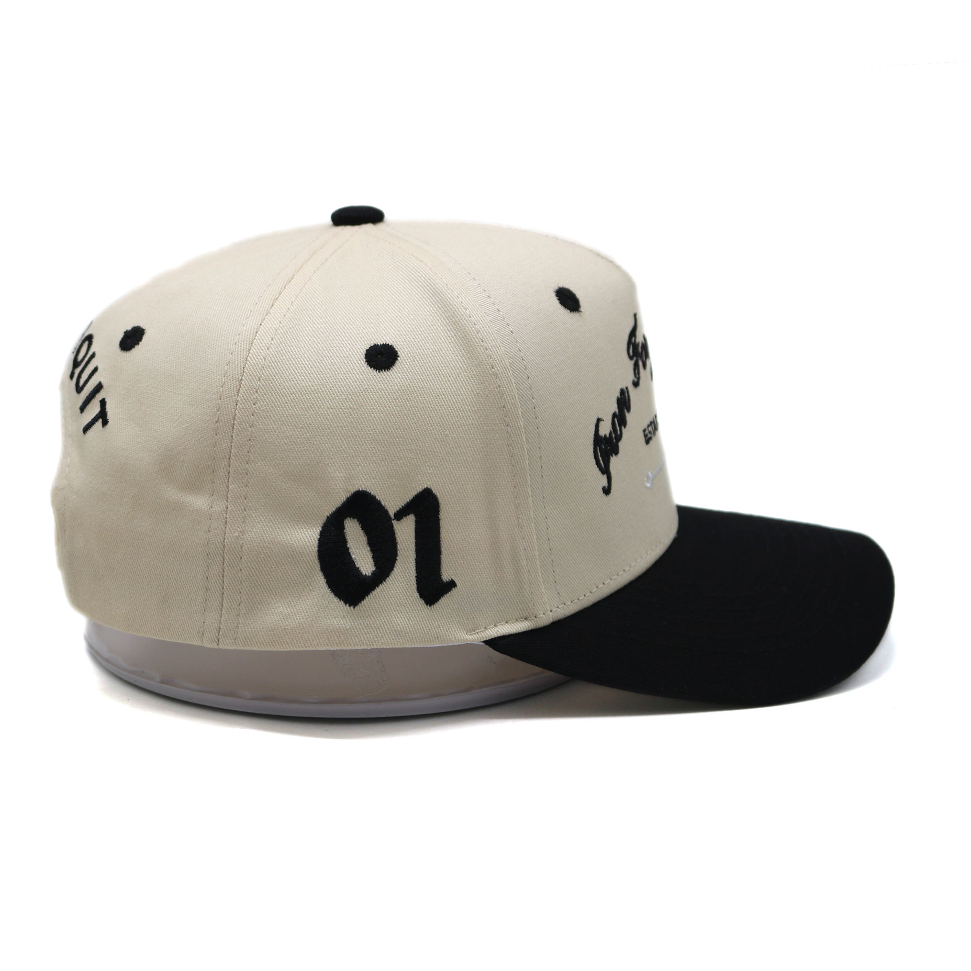 Two-Tone 5-Panel Cotton Twill Baseball Cap with Flat Embroidery