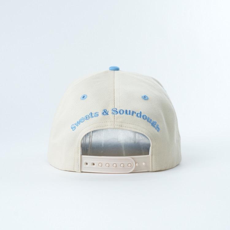 Cream and Sky Blue OH BISCUITS Two-Tone Five-Panel Cotton Twill Cap