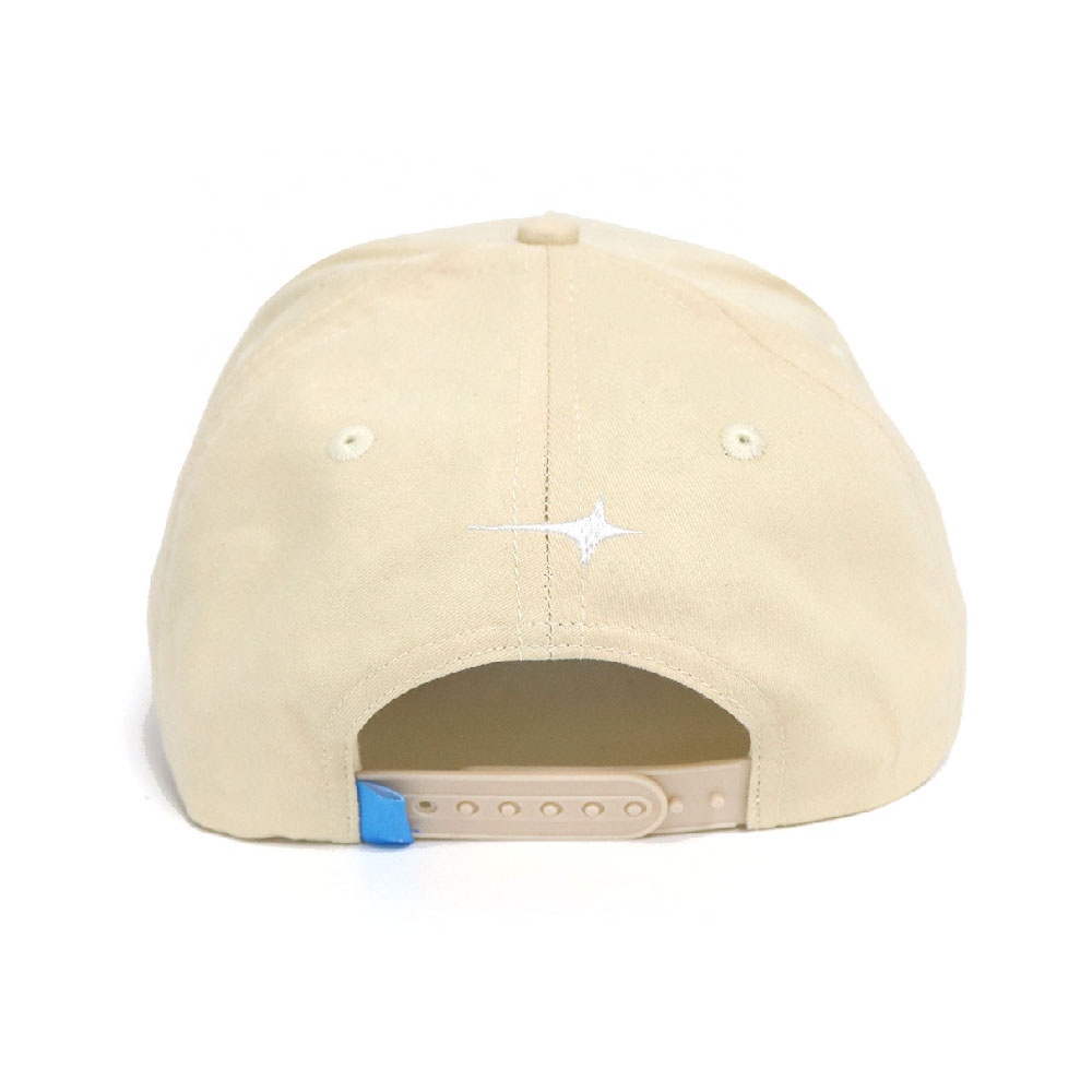 Beige and Blue Curved Brim Trucker Cap with Embroidered Pegasus Logo