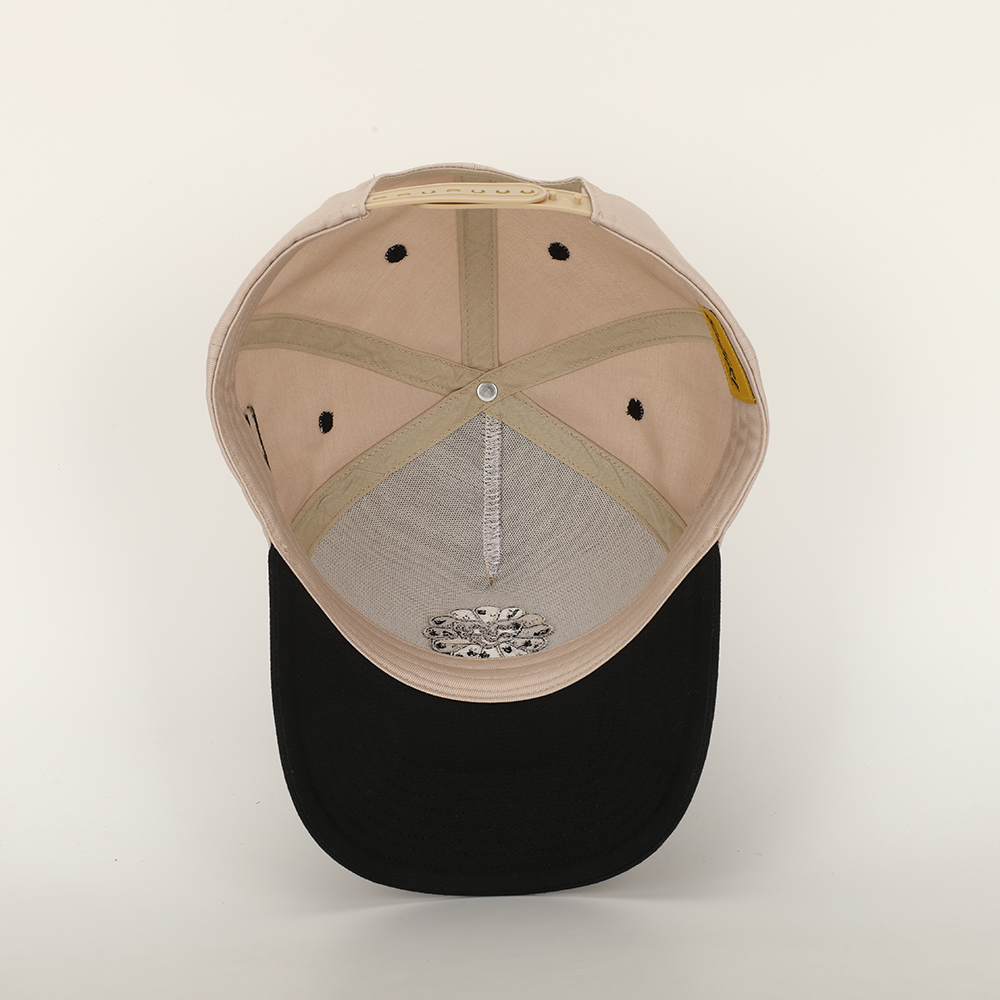 Flower Embroidered Two Tone Cotton Twill Baseball Cap