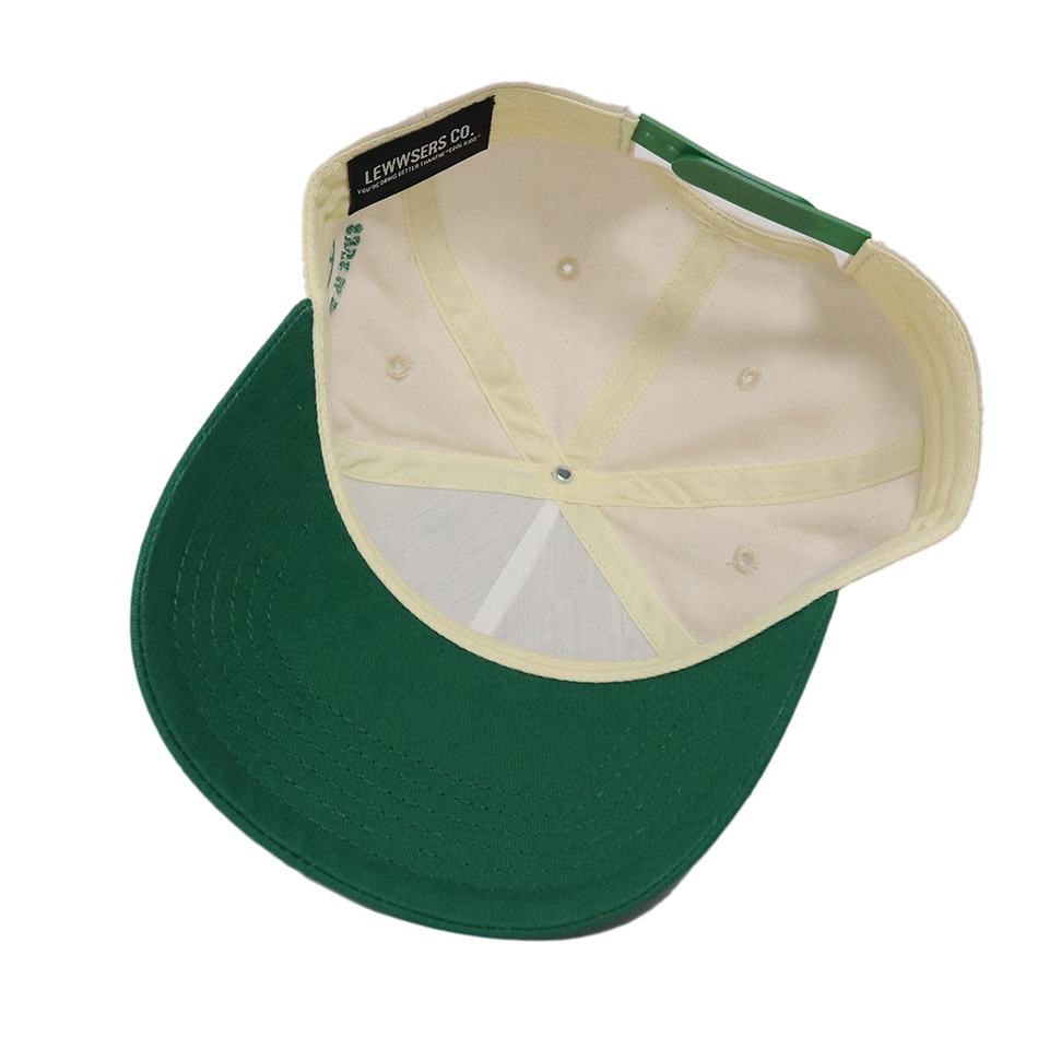 Cream and Green Two-Tone Hand Logo Baseball Cap