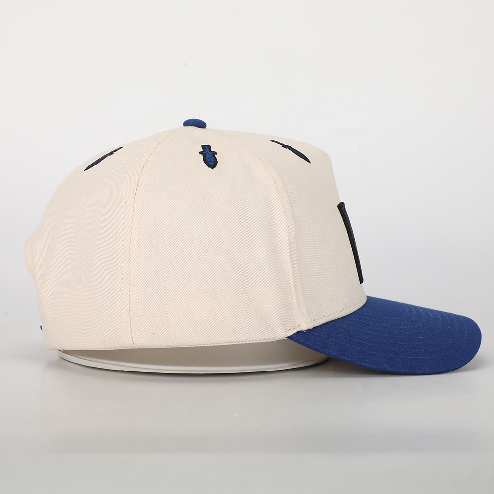 Two Tone Curved Brim Baseball Cap with Flat M Embroidery