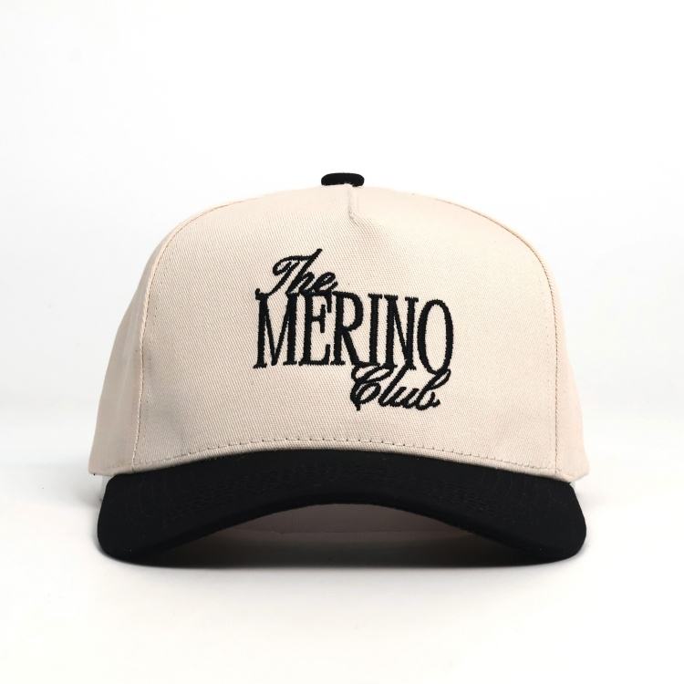 Classic Two Tone Cotton Twill Five Panel Baseball Cap with Minimal Embroidered Logo