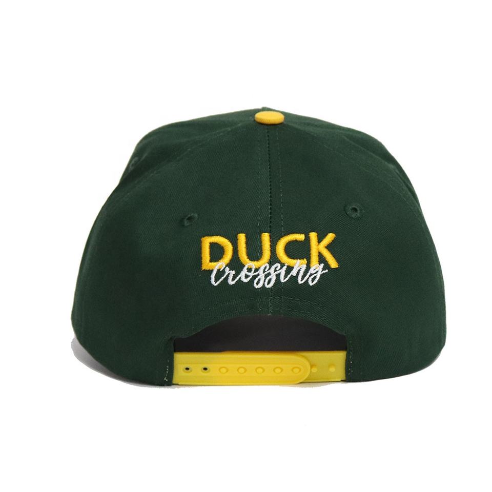 Green Yellow Two Tone Flat Embroidered Letter Baseball Cap Cotton Twill Hat