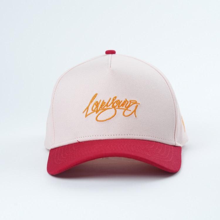 Pink Red Script Embroidered Curved Brim Baseball Cap