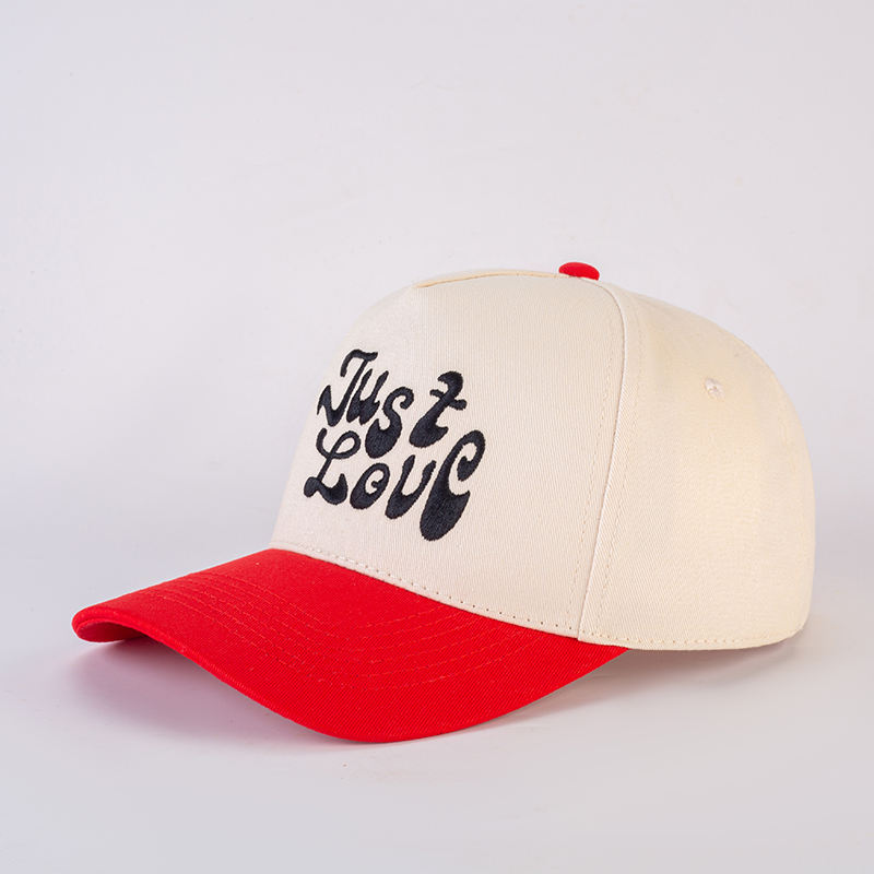 Two-Tone Curved Brim Trucker Hat with Just Love Embroidery