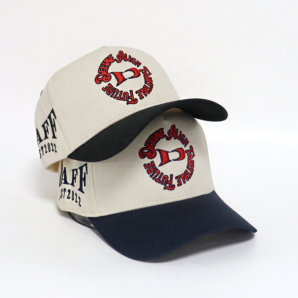 Two Tone Embroidered Logo Cotton Twill Baseball Cap