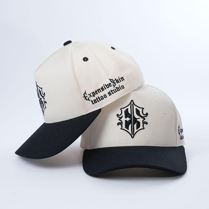 Two-Tone 5 Panel Cotton Twill Baseball Cap with Shield Embroidery