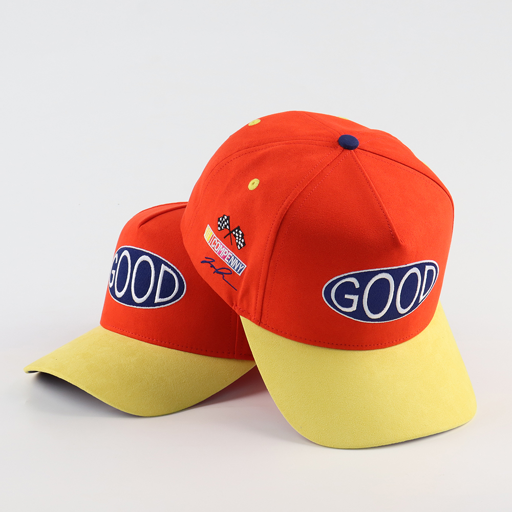 Red Yellow GOOD Racing Patch Embroidered 5 Panel Baseball Cap