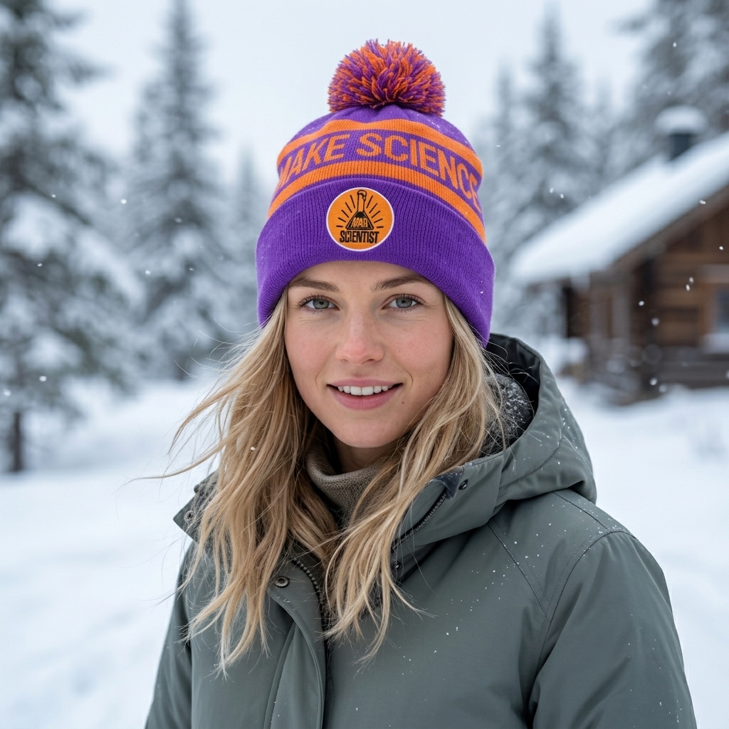 Colorful Jacquard Pom Pom Knit Beanie Hat Set – Winter Warm Street Style Caps