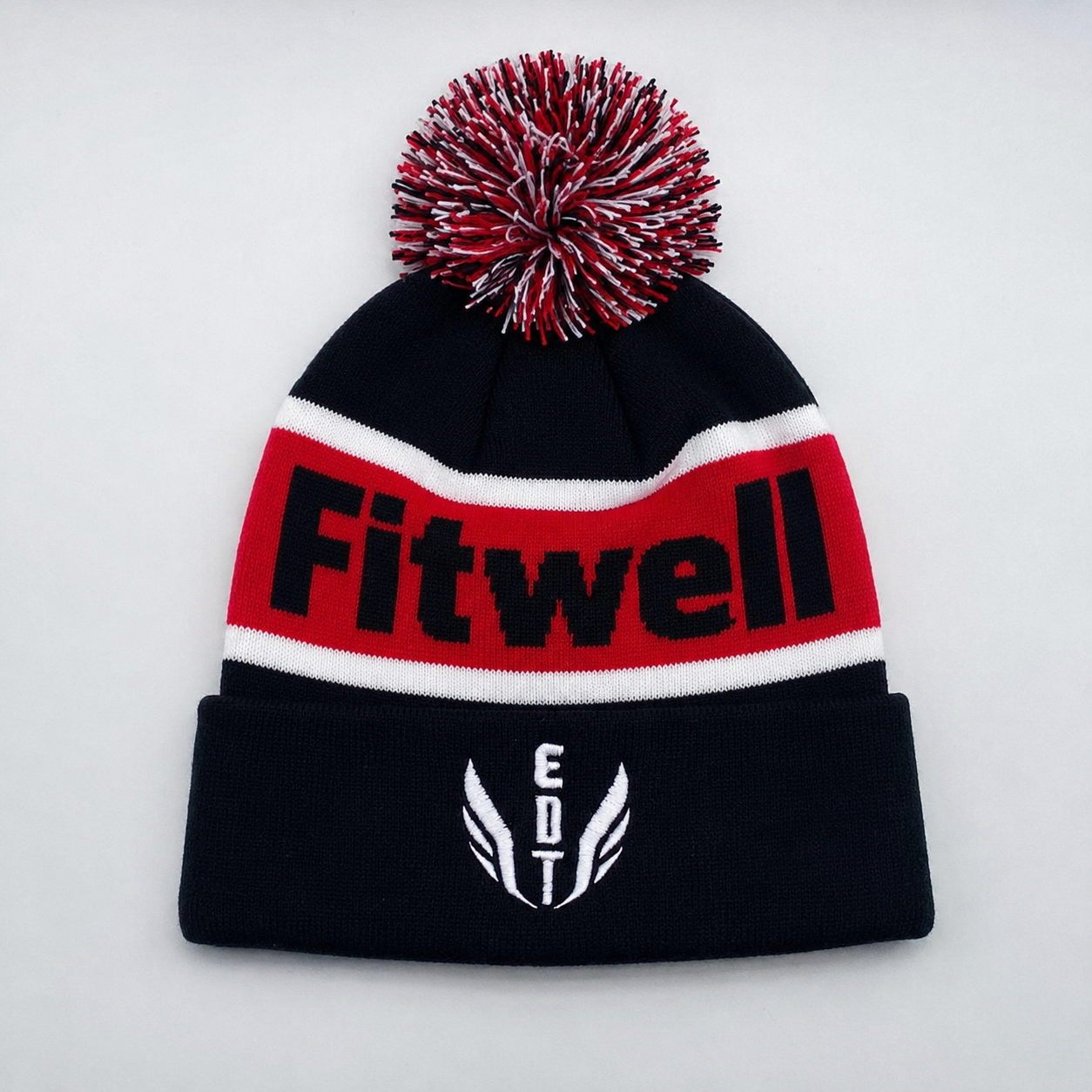 Elevated Jacquard Pom Pom Winter Beanie Hat with Cuffed Design