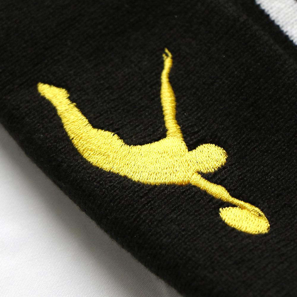 Black Rugby KRATOS Jacquard Pom Pom Beanie with Embroidered Logo