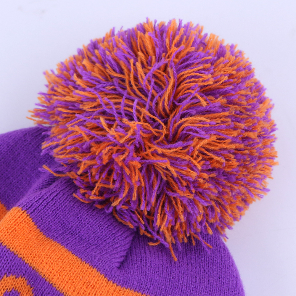 Colorful Jacquard Pom Pom Knit Beanie Hat Set – Winter Warm Street Style Caps