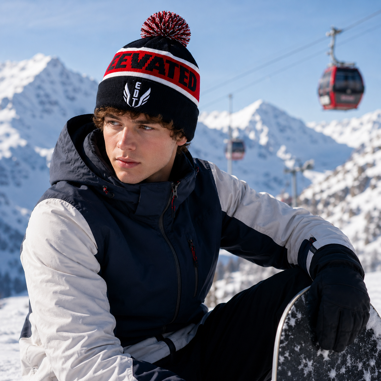 Elevated Jacquard Pom Pom Winter Beanie Hat with Cuffed Design