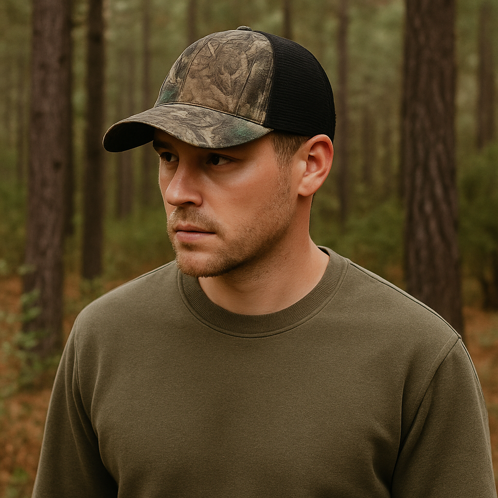 Mesh‑Back Camo Baseball Cap With Adjustable Snapback