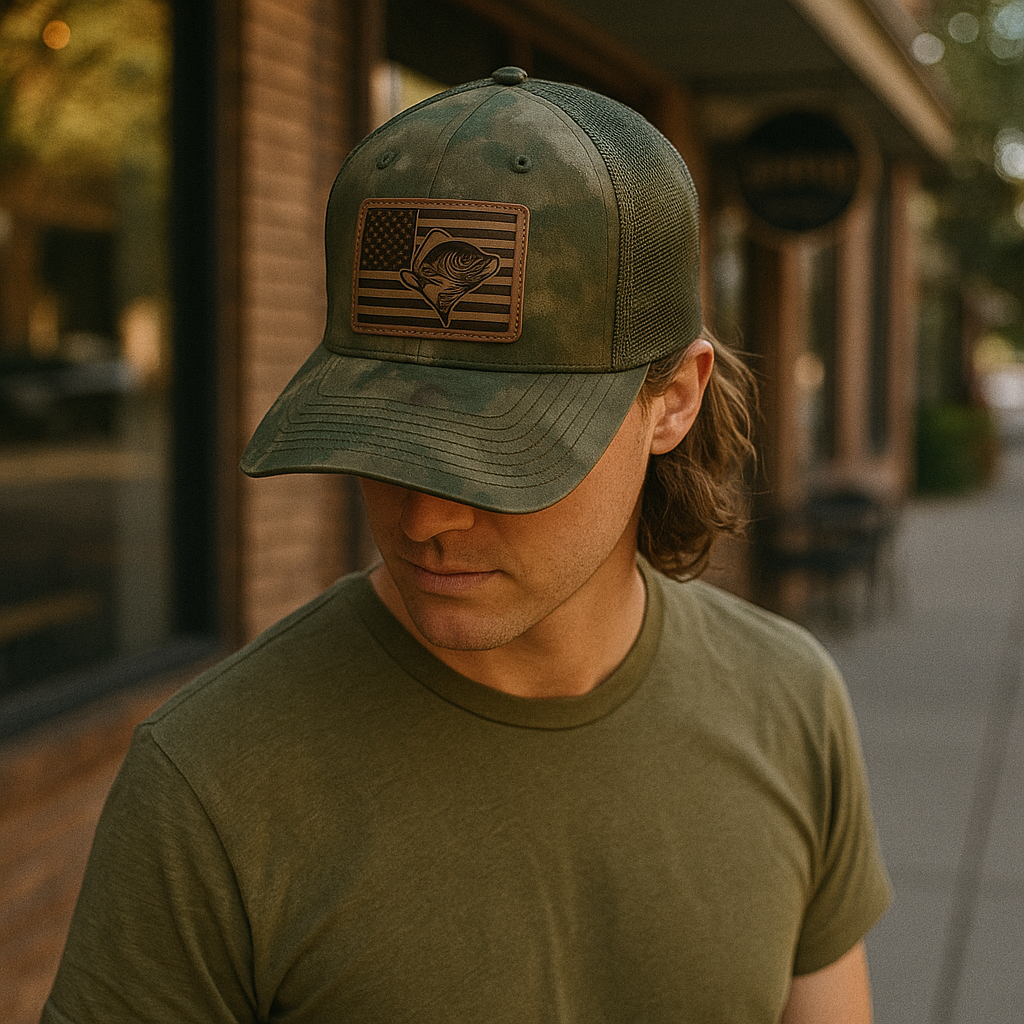 Army Green Trucker Hat with Mesh Back and Snapback Fit
