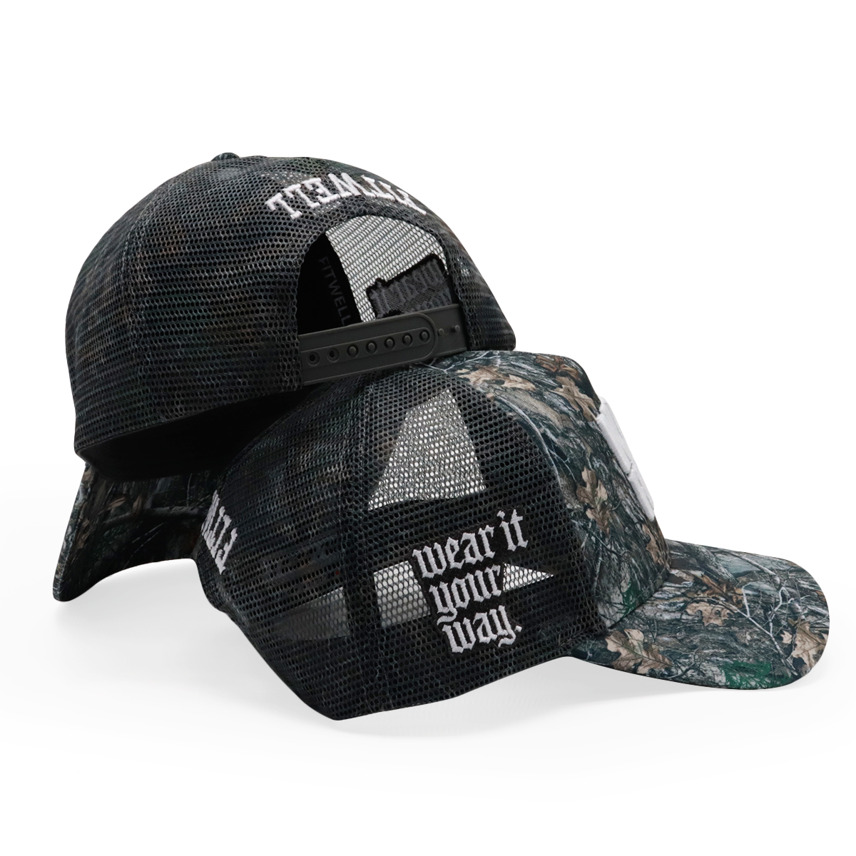 Camo Mesh Trucker Cap with 3D Embroidered Logo