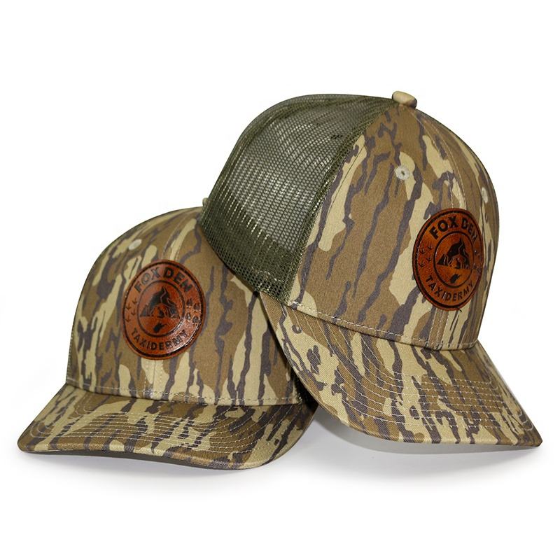 Tactical Mesh Camo Cap with Round Leather Patch - Outdoor Snapback Hat