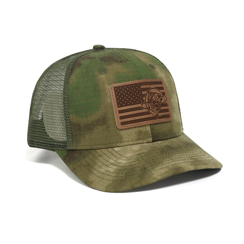 Army Green Trucker Hat with Mesh Back and Snapback Fit