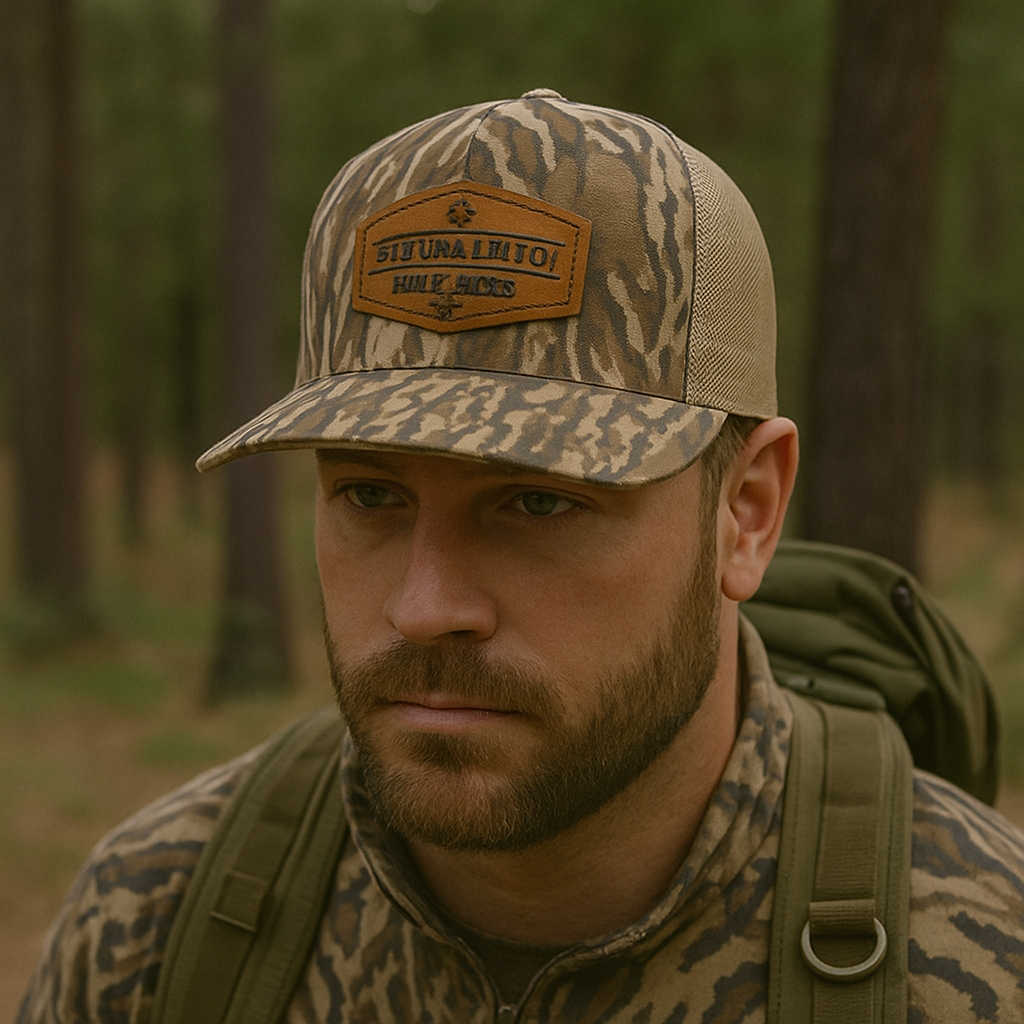 Duck King Camo Leather Patch Mesh Trucker Hat