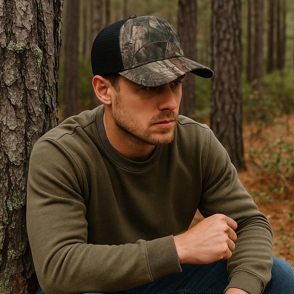 Mesh‑Back Camo Baseball Cap With Adjustable Snapback