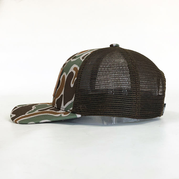 Mud Boat Club Camo Mesh Snapback Cap with Leather Patch