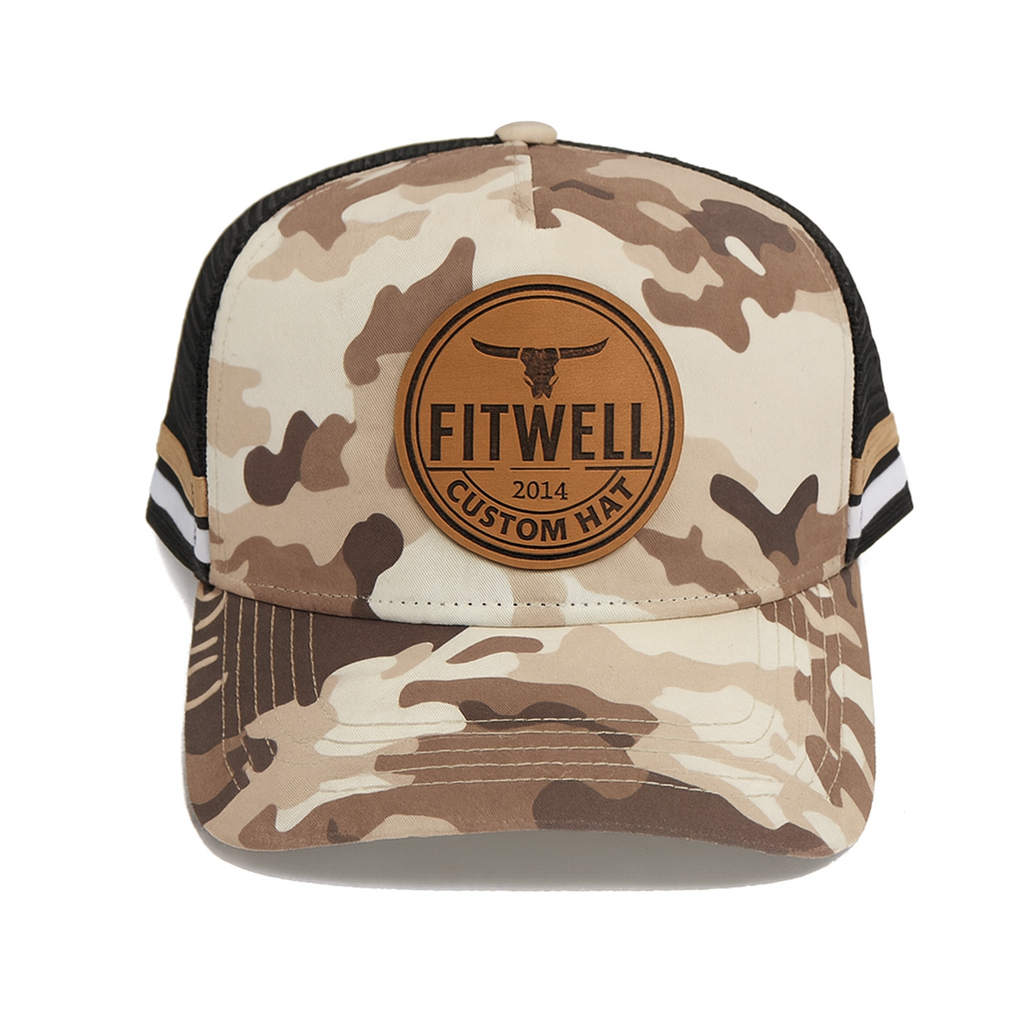 Desert Camo Trucker Cap with Bull Leather Patch – Dusk On The Downs