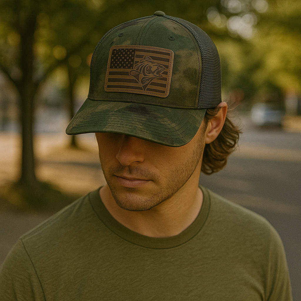 Army Green Trucker Hat with Mesh Back and Snapback Fit
