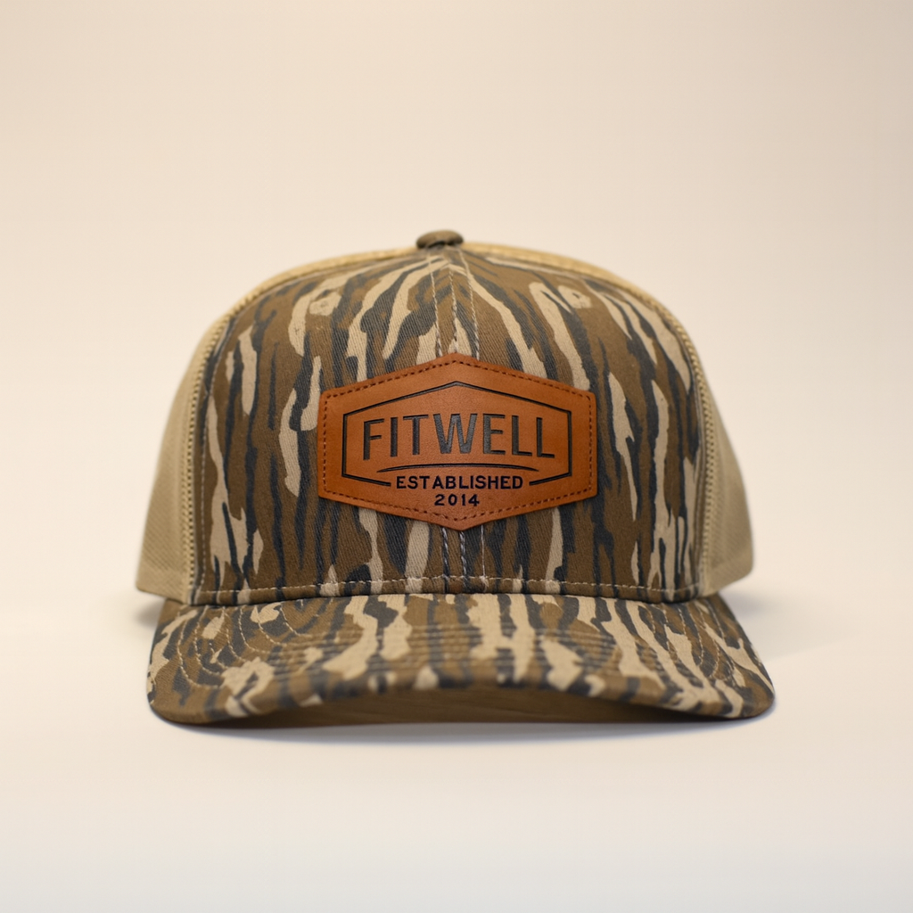Duck King Camo Leather Patch Mesh Trucker Hat