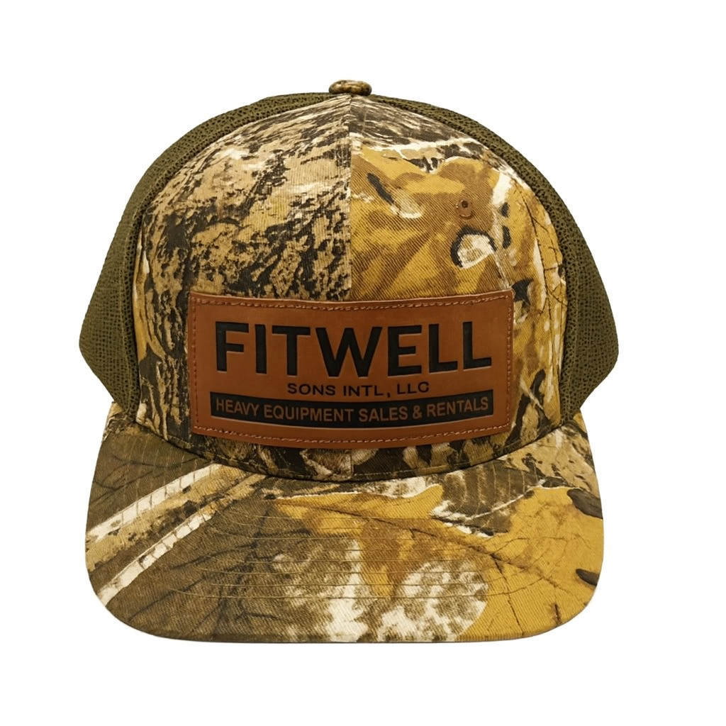 Darling Sons Camo Trucker Hat with Leather Patch