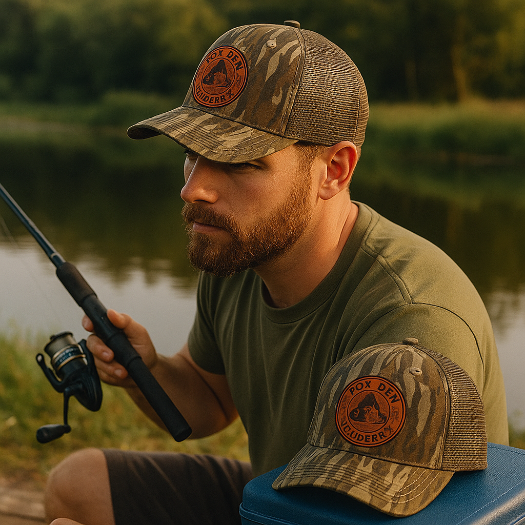 Tactical Mesh Camo Cap with Round Leather Patch - Outdoor Snapback Hat