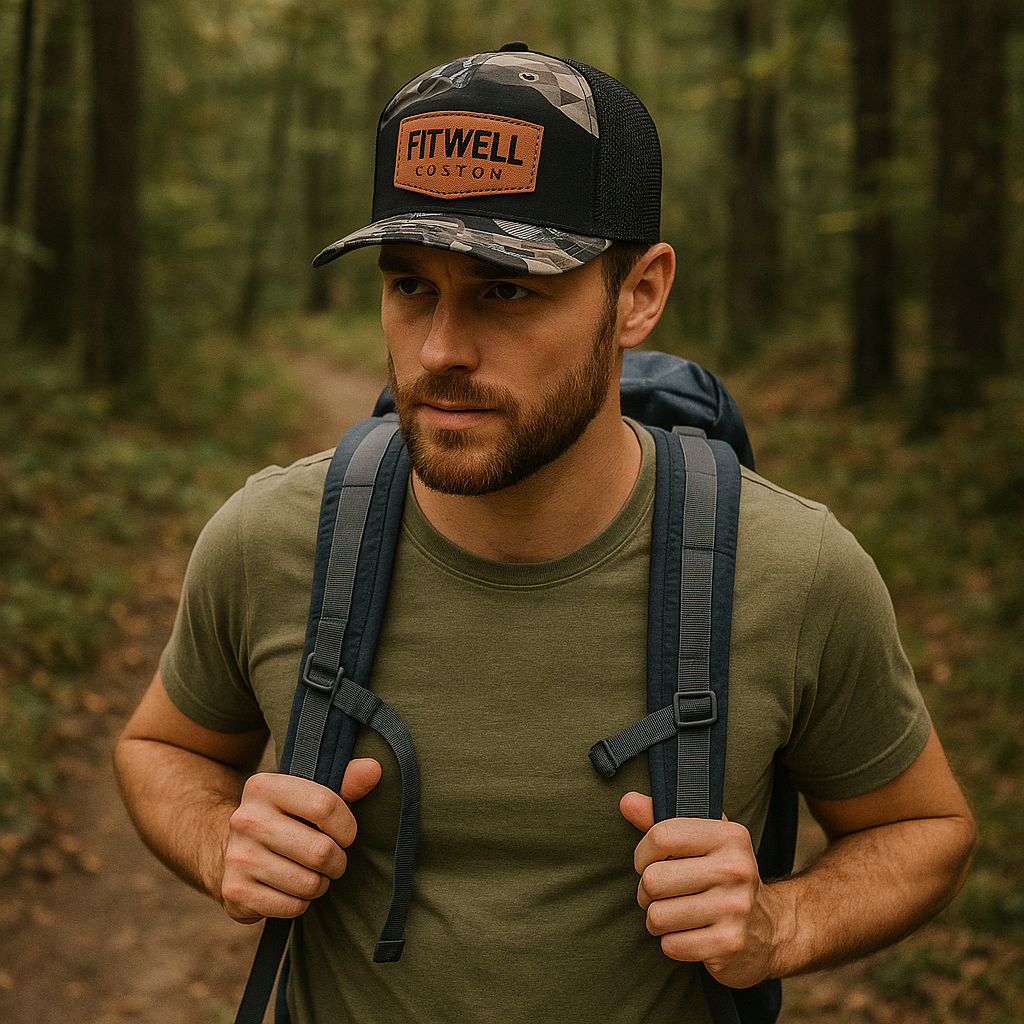 Camo Mesh Back Cap with Leather Logo Patch