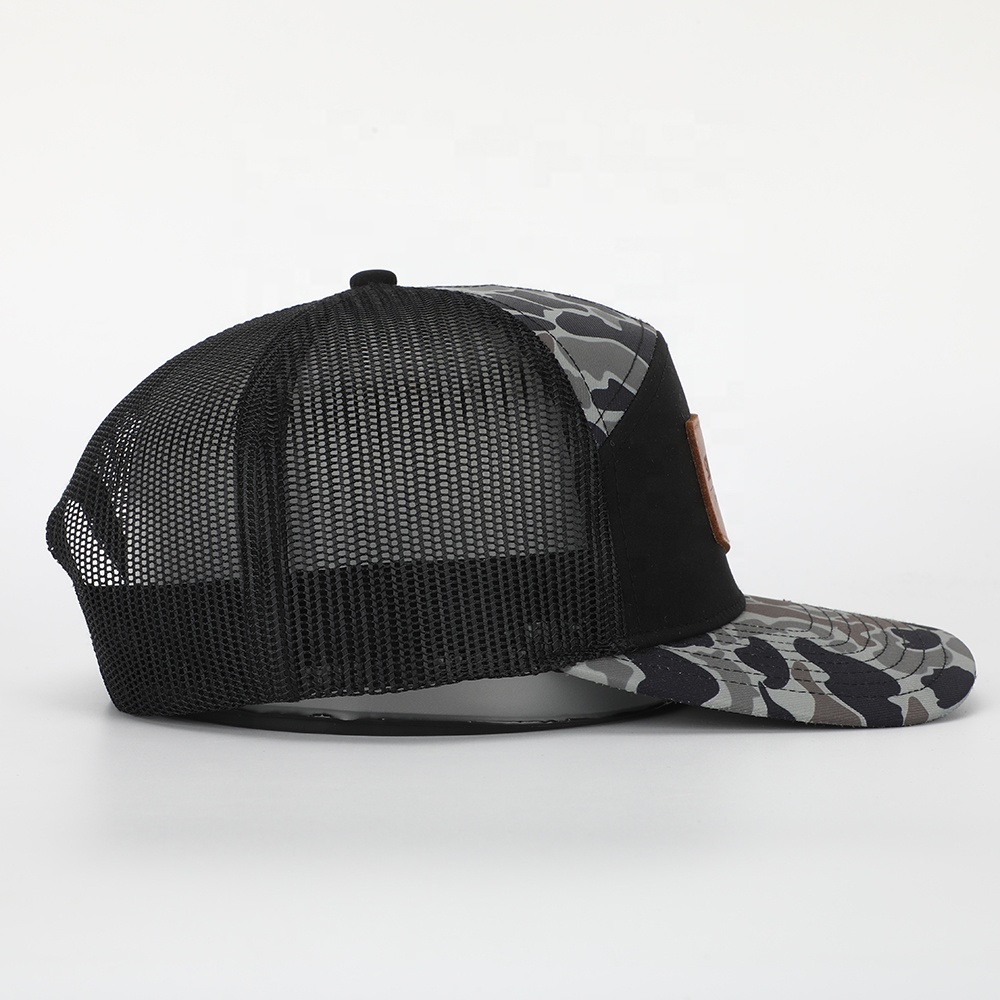 Camo Mesh Back Cap with Leather Logo Patch