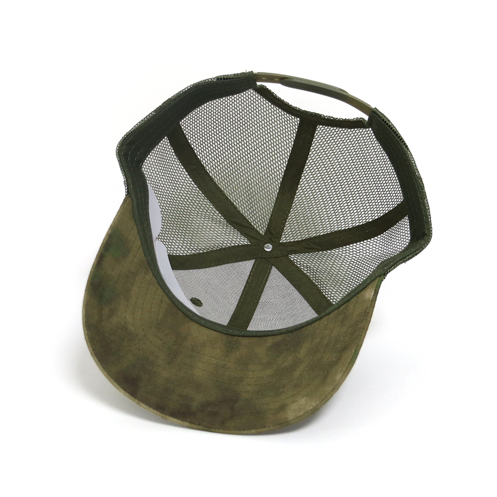 Army Green Trucker Hat with Mesh Back and Snapback Fit
