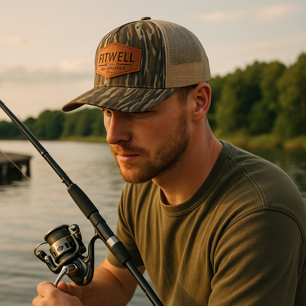 Duck King Camo Leather Patch Mesh Trucker Hat