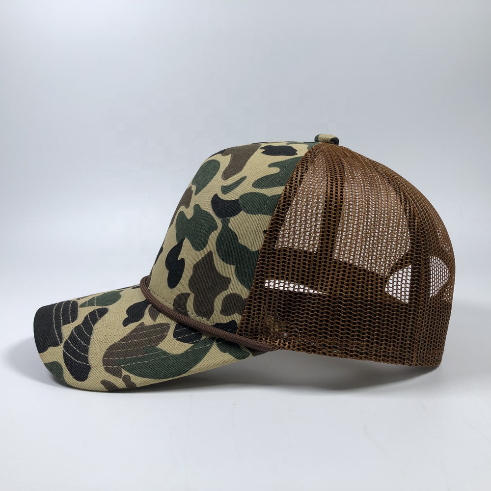 Camo Print Mesh Trucker Hat with Curved Bill – Outdoor Style Cap