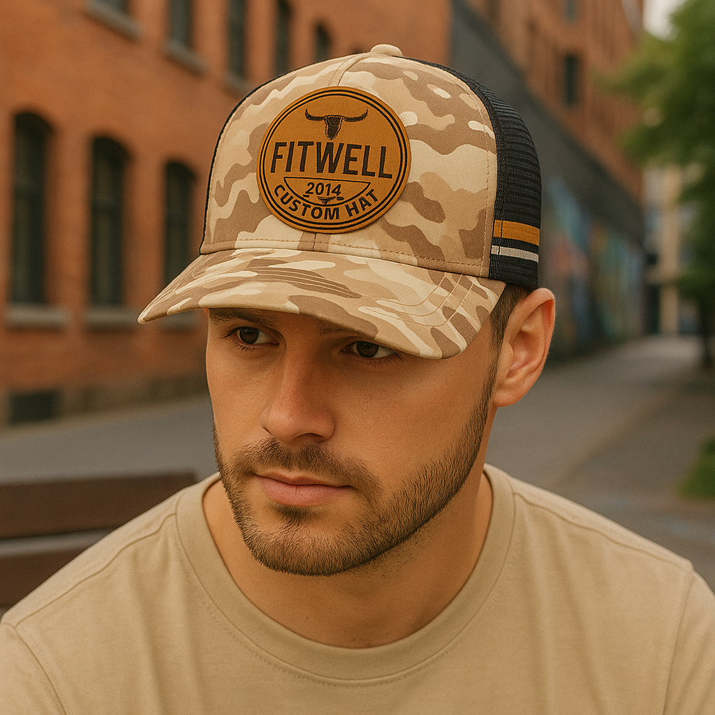 Desert Camo Trucker Cap with Bull Leather Patch – Dusk On The Downs